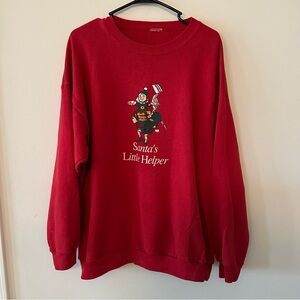 Vintage 90s Santa’s Little Helper christmas elf red crewneck sweatshirt (bag4)